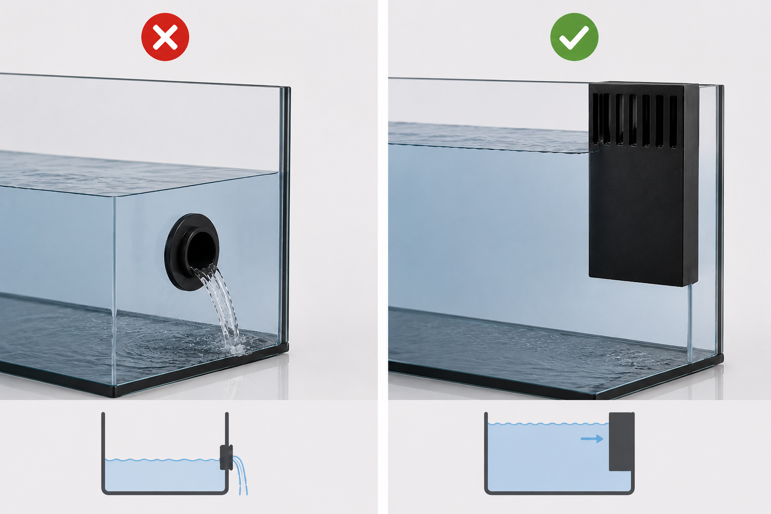 A MEDIDA | Modelo: KoraOverflow LevelUp  |  Rebosadero / Rejilla elevadora de nivel para pasamuros de bajada a sump | Apta para acuarios marinos, plantados