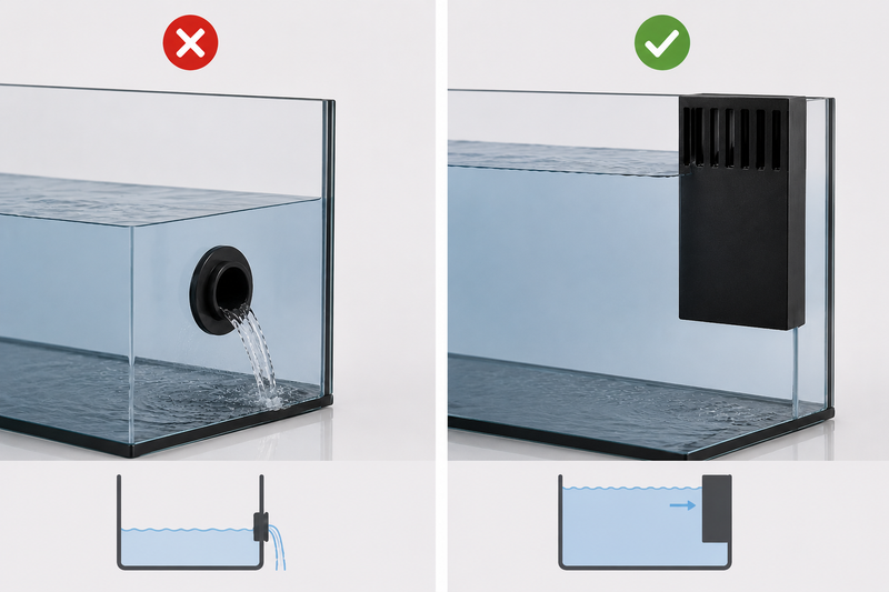 A MEDIDA | Modelo: KoraOverflow LevelUp  |  Rebosadero / Rejilla elevadora de nivel para pasamuros de bajada a sump | Apta para acuarios marinos, plantados